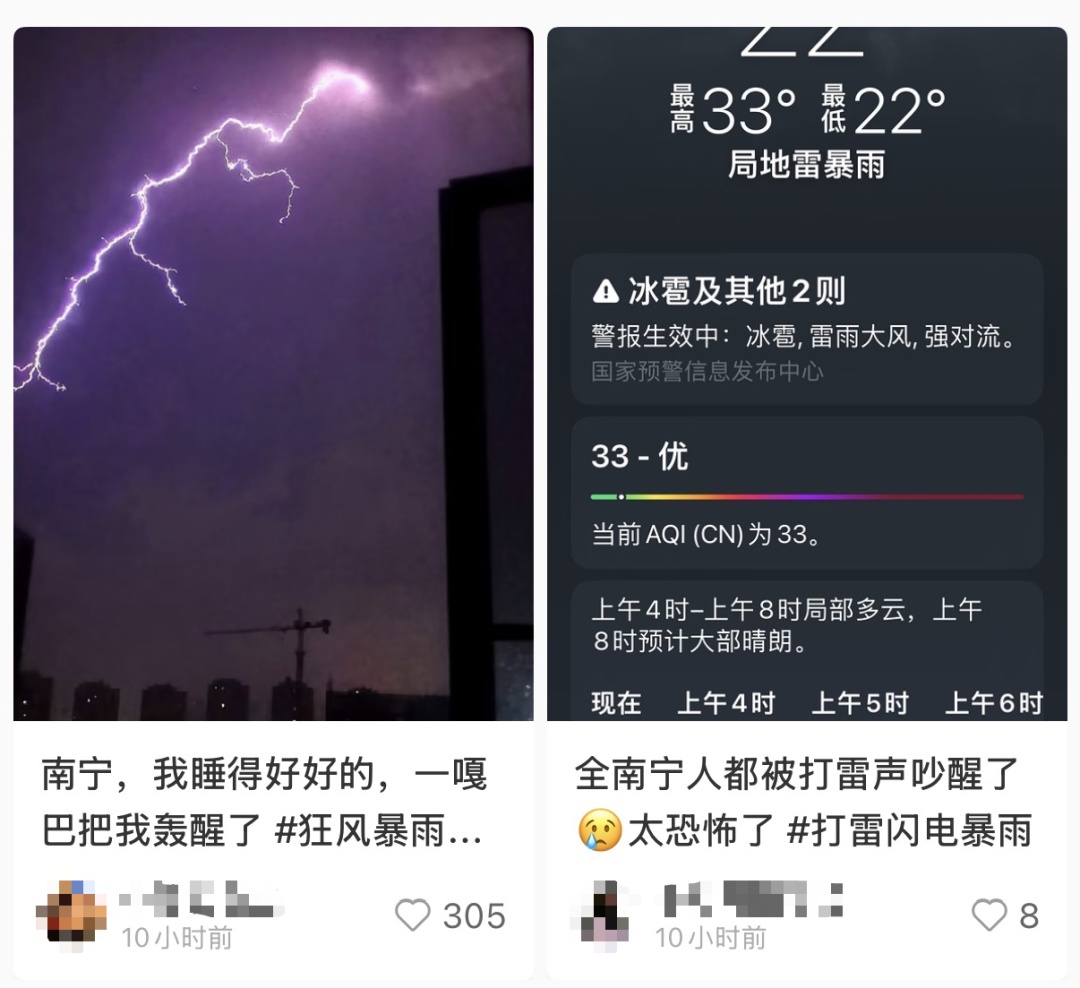 强对流四级预警！雷暴大风、冰雹袭击广西多地！接下来还有大雨或暴雨