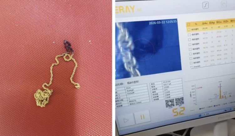 一女子网购18K项链火烧后变黑，检测含铜70%！