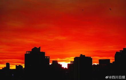 太美啦！成都天空现绚丽朝霞