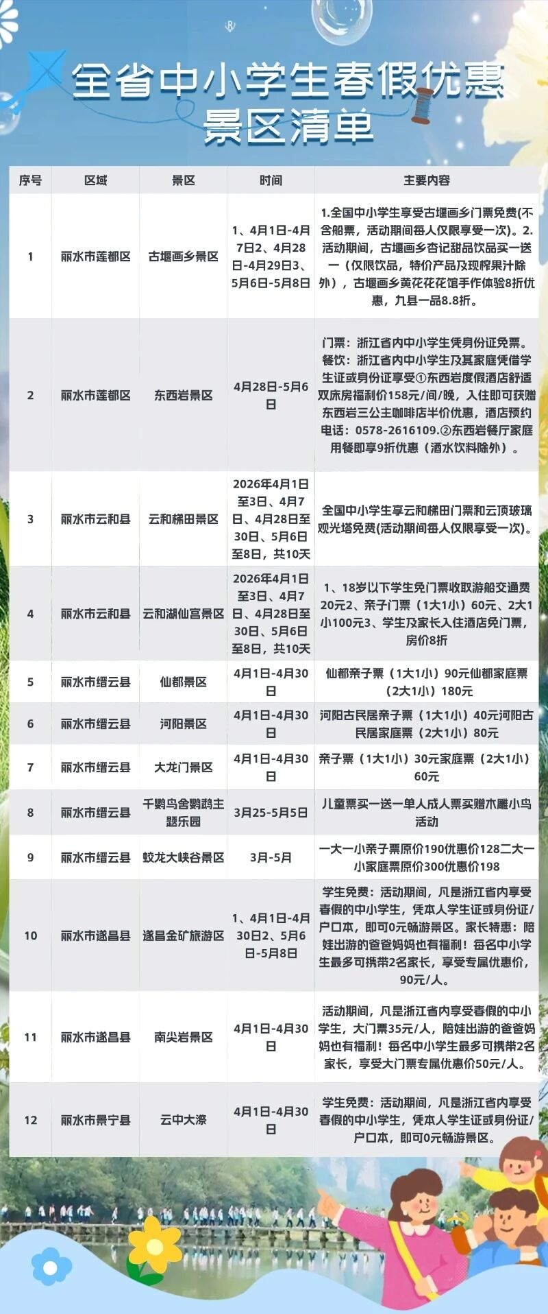 春假来了!浙江这些景区对中小学生免费 春假来了!浙江这些景区对中小学生免费