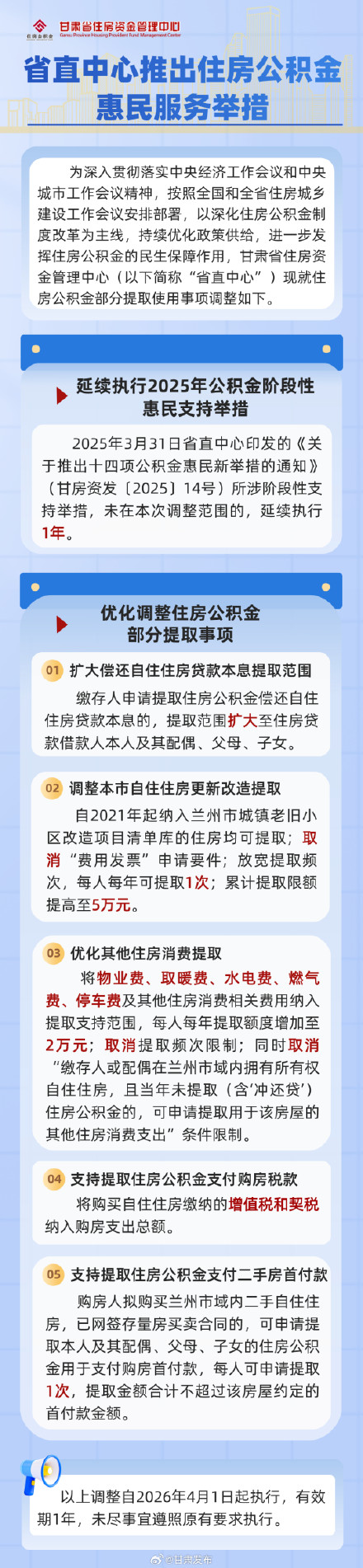 每人每年最高提取2万！甘肃省公积金提取新政→
