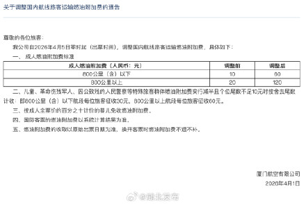 4月5日起,费用上调 4月5日起,费用上调