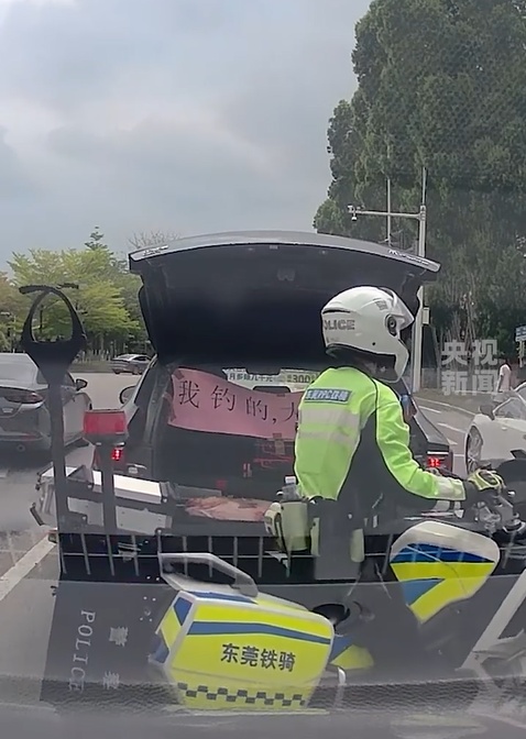 男子钓到超级大鱼，为了炫耀竟想出这歪招！网友：果然交警也来看了…