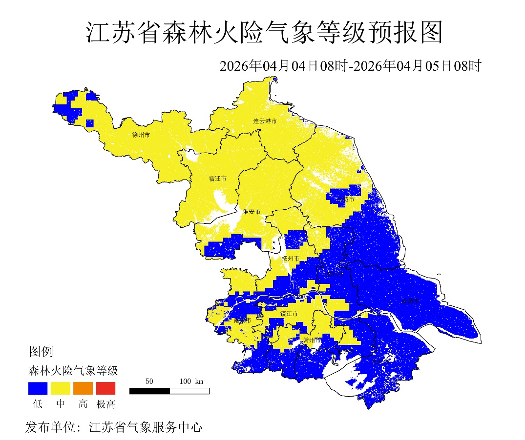江苏省清明节期间森林火险气象等级预报