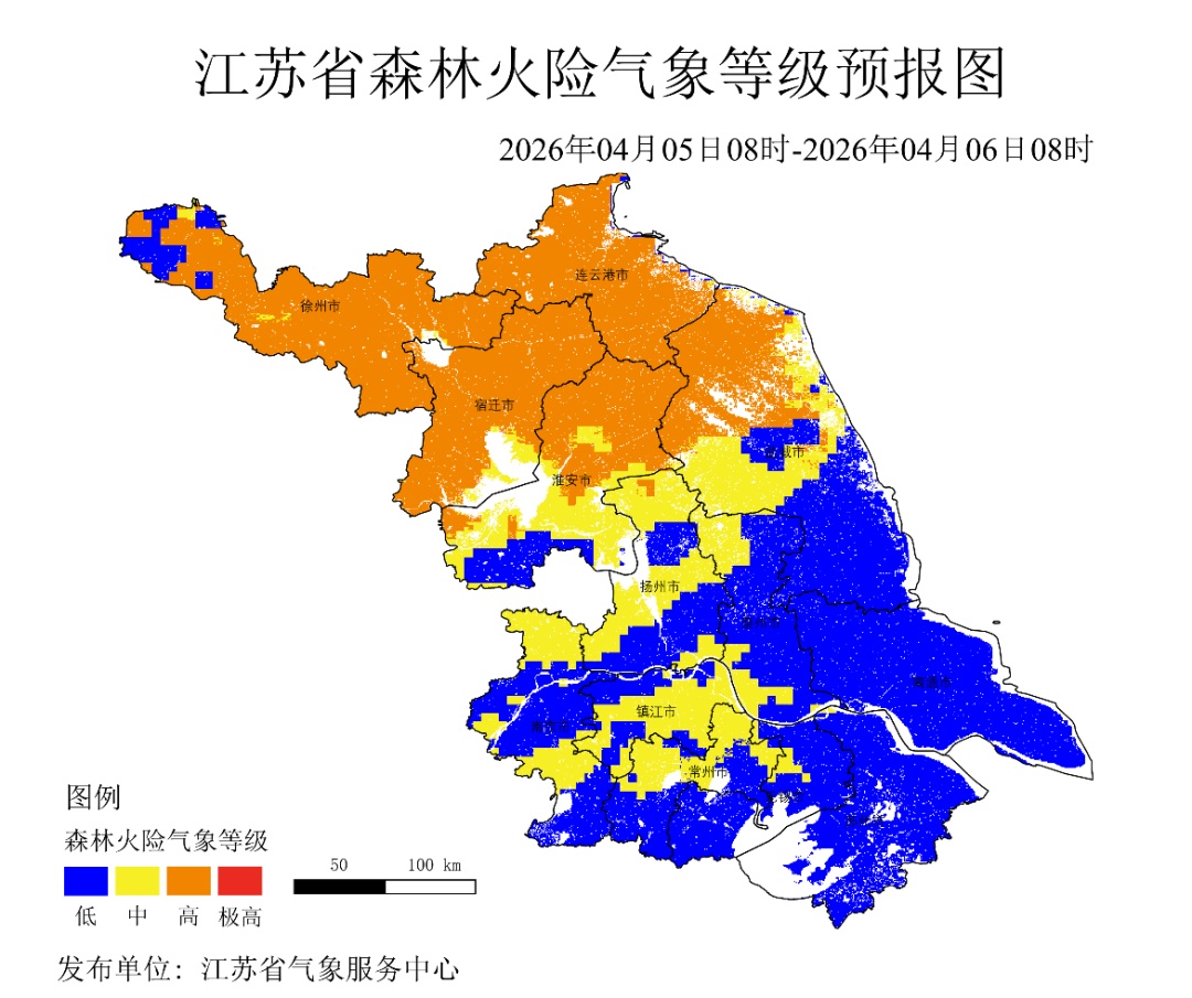 江苏省清明节期间森林火险气象等级预报