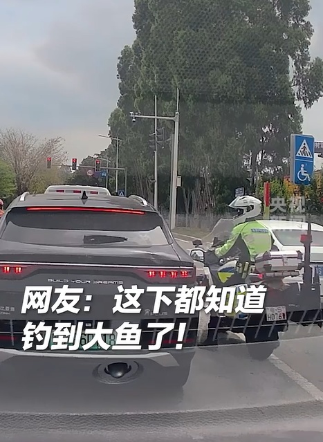 男子钓到超级大鱼，为了炫耀竟想出这歪招！网友：果然交警也来看了…