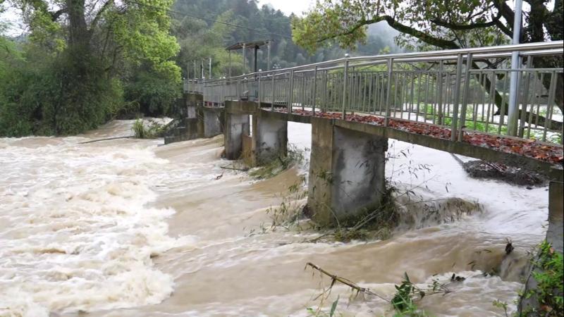 江西新余：暴雨致部分农田道路内涝 当地全力开展救援工作
