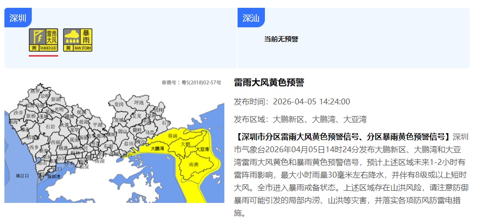 深圳预警信号生效,全市进入暴雨戒备状态! 深圳预警信号生效,全市进入暴雨戒备状态!