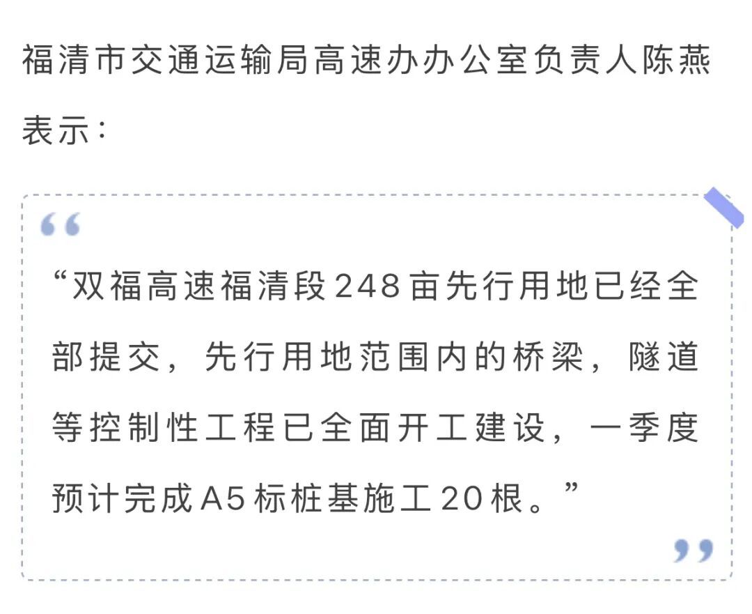 双福高速福清段有最新进展，届时福清⇌福州，将缩短20分钟