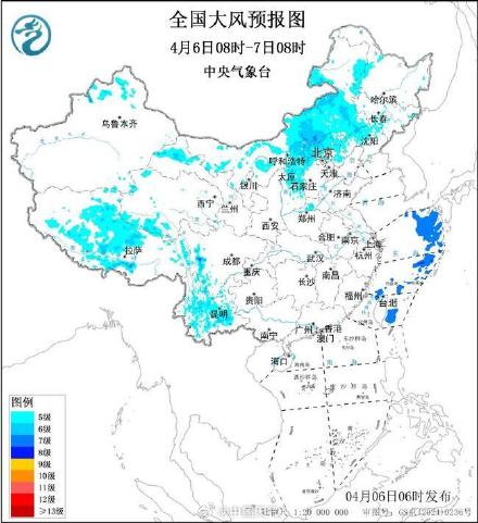 清明假期最后一天北方多地仍有5至7级大风