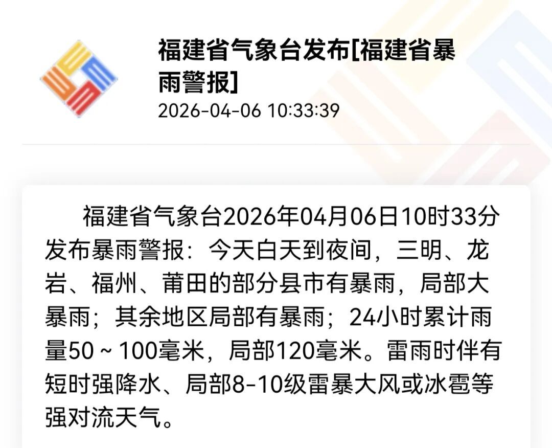 关窗！关窗！中雨大雨暴雨，即将抵达福州！