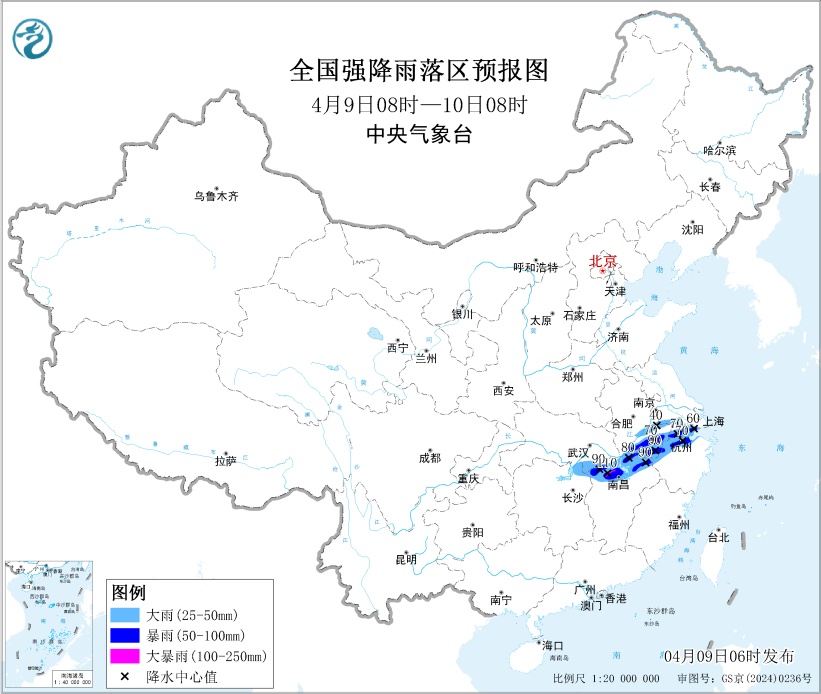 江淮南部江南北部等地将有较强降水和强对流天气
