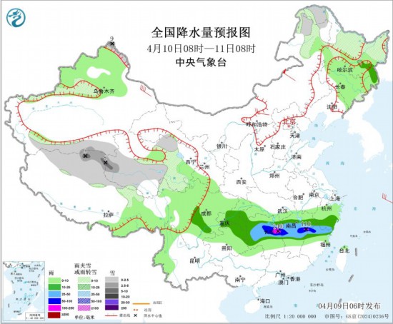 江淮南部江南北部等地将有较强降水和强对流天气