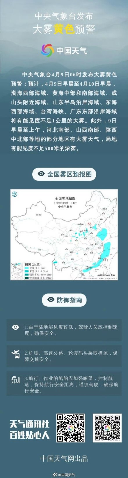 暴雨强对流大风大雾四预警齐发