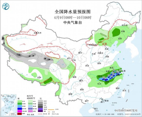 江淮南部江南北部等地将有较强降水和强对流天气