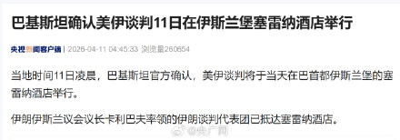 巴基斯坦确认美伊谈判11日举行 巴基斯坦确认美伊谈判11日举行