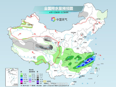江南降雨重心东移 江西浙江等地部分地区有暴雨或大暴雨