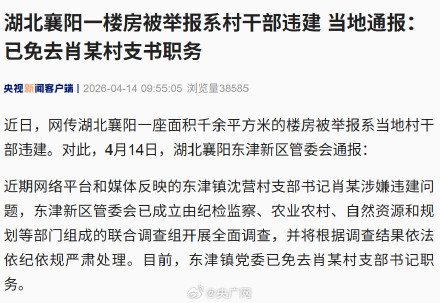 襄阳通报村干部违建楼房