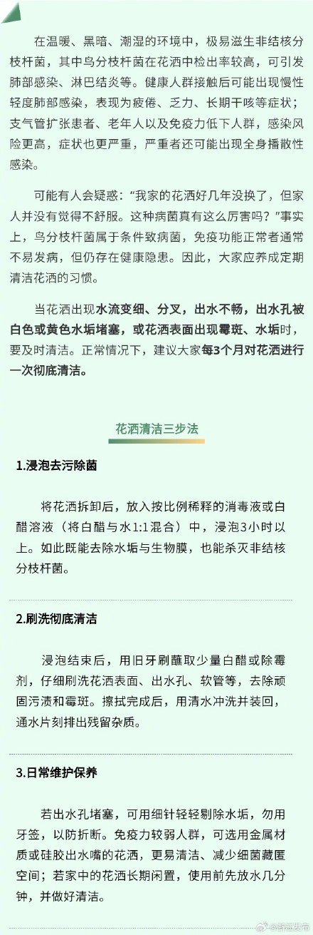 注意！花洒也需定期合理清洁