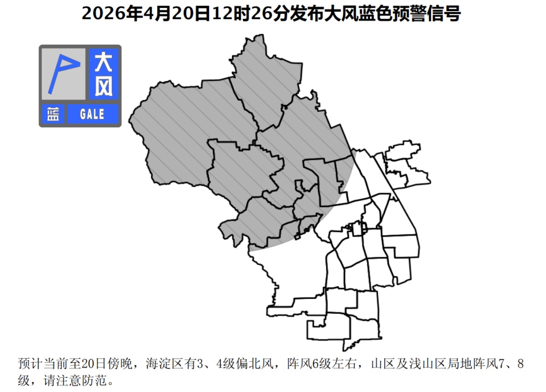 北京这几区，大风蓝色预警中！