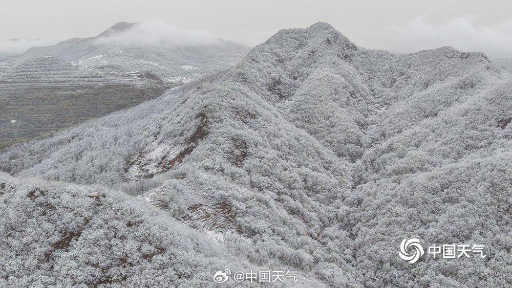 山顶覆白！辽宁本溪四月桃花雪冬春同框