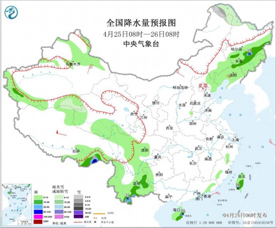 4月24日华南南部降水将减弱 北方地区多大风天气