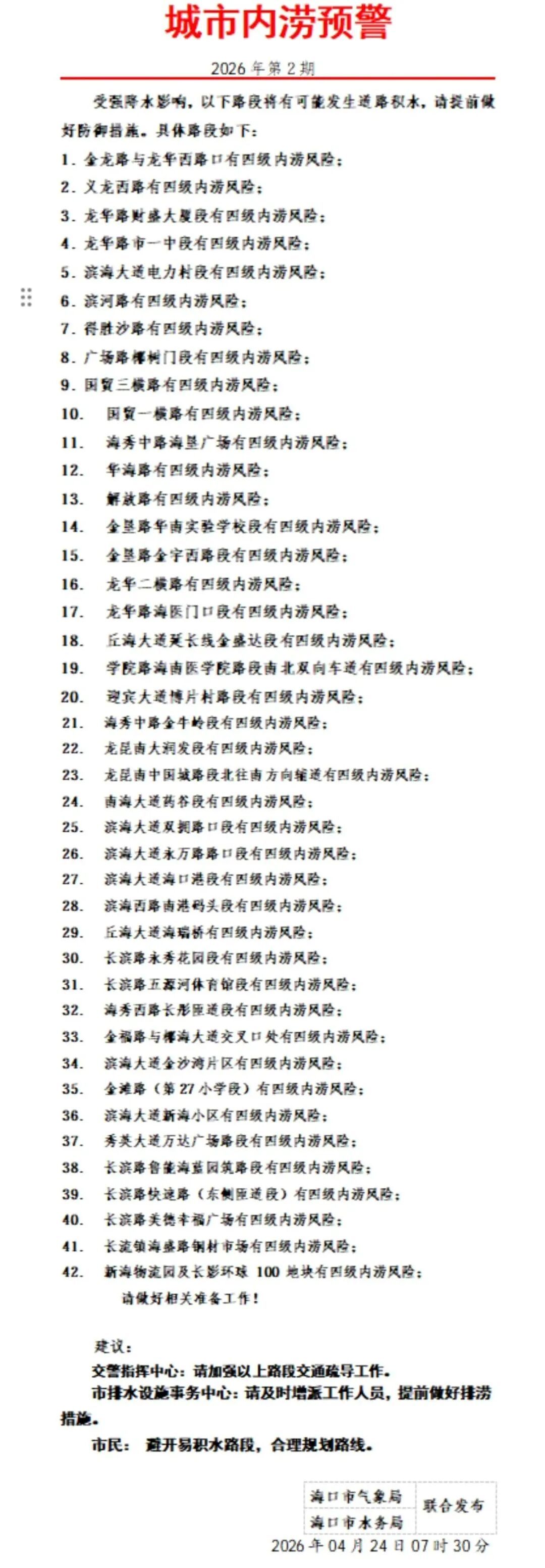 海口冰雹+雷雨大风橙色预警生效中！城市内涝预警→