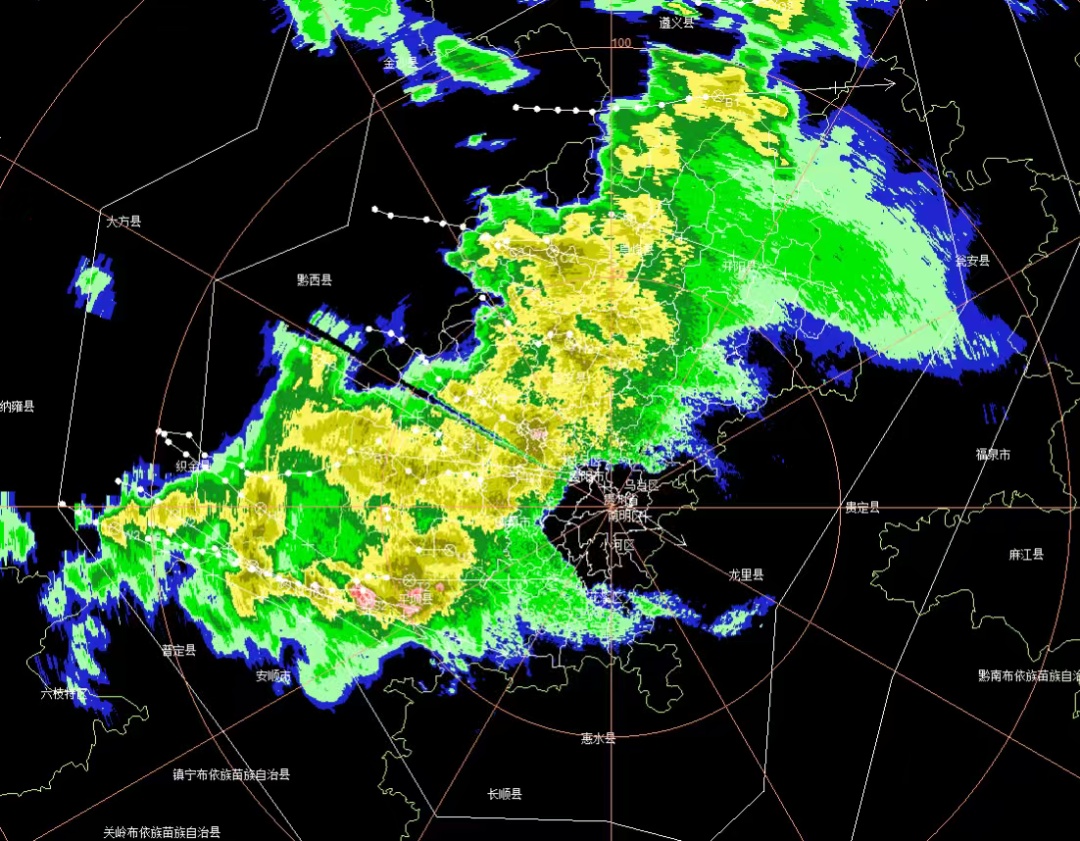 贵阳全域雷雨！