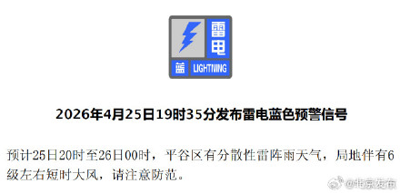 北京5区发布雷电蓝色预警