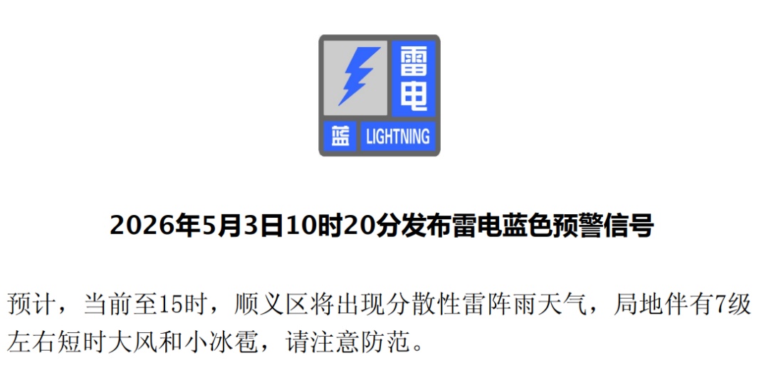 雨来了！局地大风+小冰雹！北京多区雷电蓝色预警中——