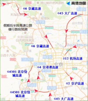 高速公路返京高峰来了，下午车流最为集中
