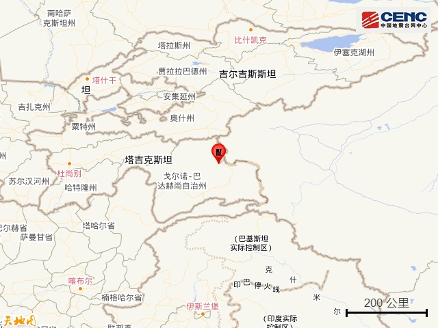 塔吉克斯坦发生4.7级地震