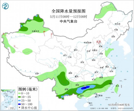 华北北部东北中南部有雷雨 华南仍有分散性强降水