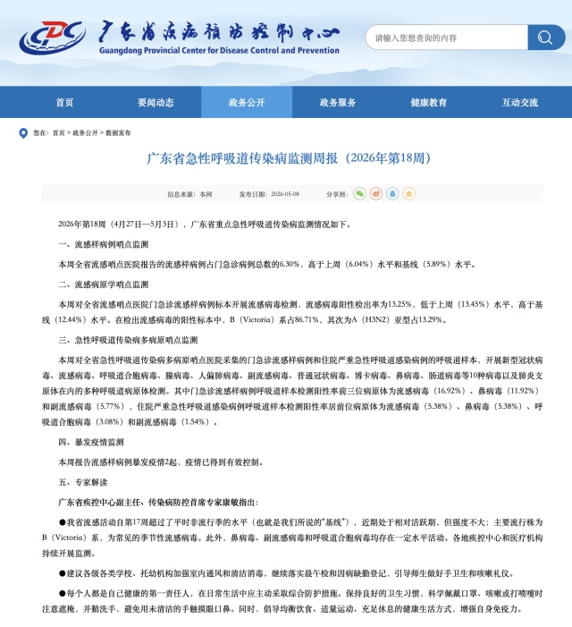 已发生2起疫情！建议戴口罩！广东流感已处于相对活跃期