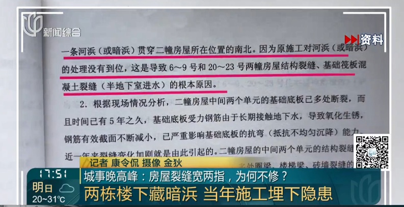 上海这两栋楼地底竟藏暗浜！居民整日提心吊胆……画面触目惊心
