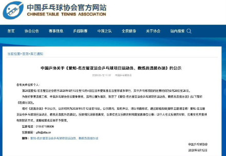 国乒总教练回应名古屋亚运会选拔