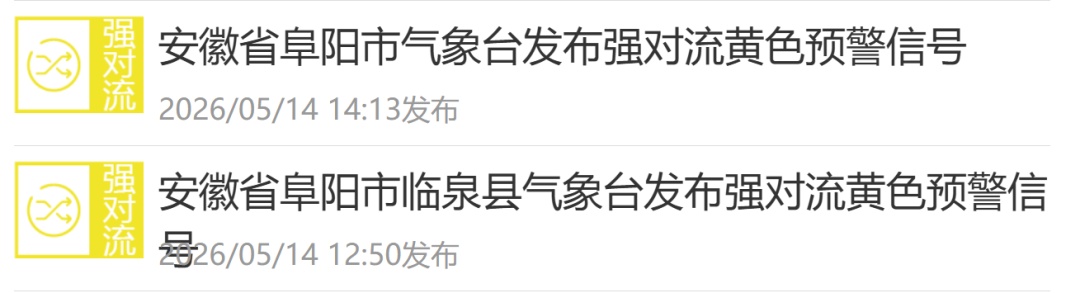 阜阳发布！强对流黄色预警！8级大风、短时强降水马上就到
