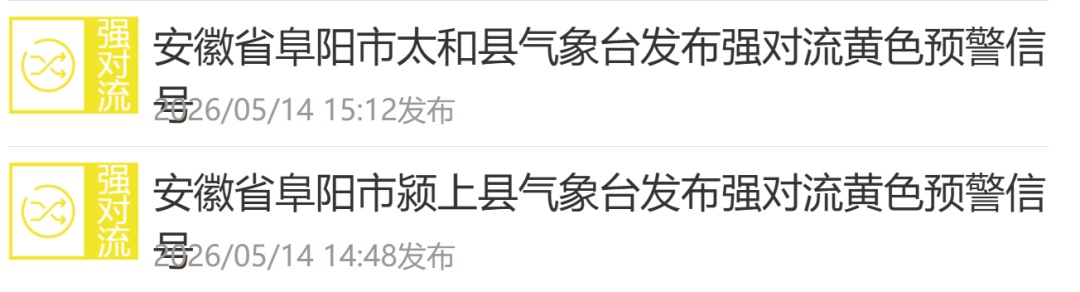 阜阳发布！强对流黄色预警！8级大风、短时强降水马上就到