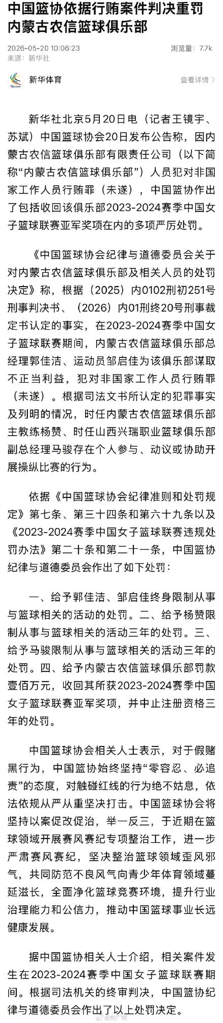 中国篮协重罚内蒙古农信篮球俱乐部 中国篮协重罚内蒙古农信篮球俱乐部