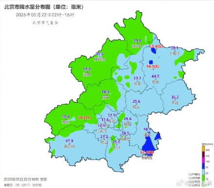 北京本轮降雨基本结束，全市平均降水量29.1毫米