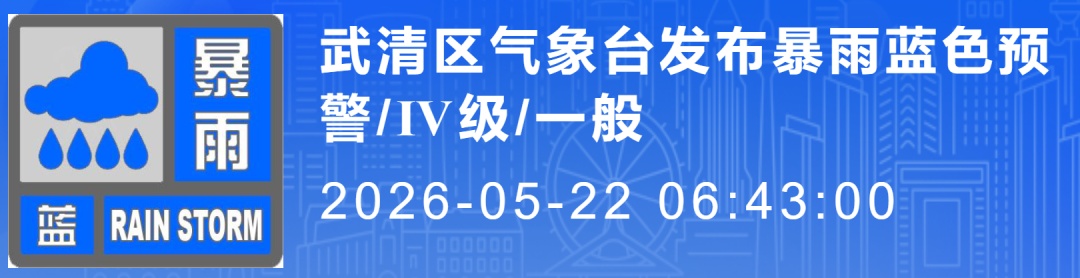 天津多区暴雨预警！