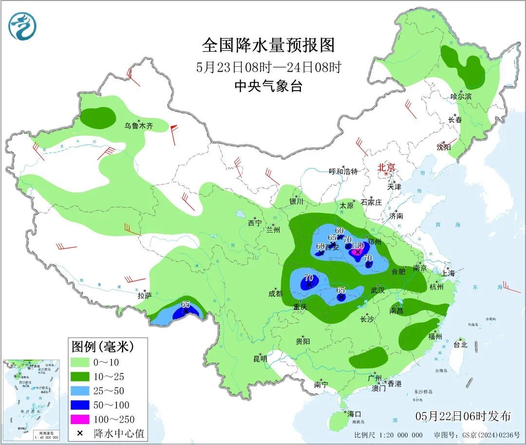 23日夜间开始中东部将有新一轮较大范围降雨过程