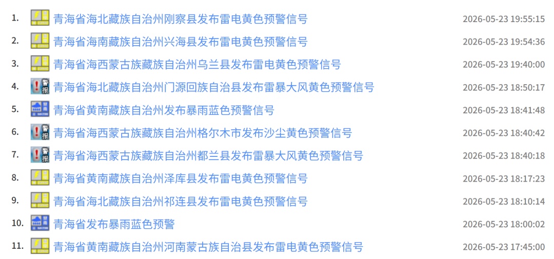 青海省发布暴雨蓝色预警 青海省发布暴雨蓝色预警