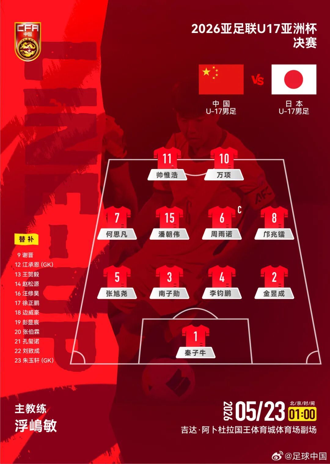 U17国足获得亚洲杯亚军