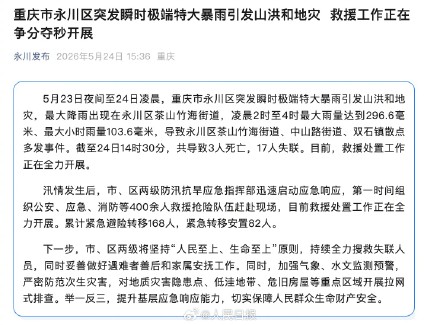 重庆永川暴雨3人死亡17人失联 重庆永川暴雨3人死亡17人失联