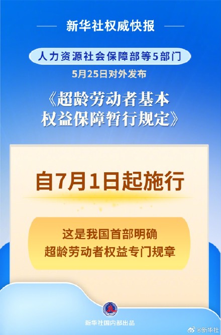 明确超龄劳动者权益 首部专门规章7月1日起施行