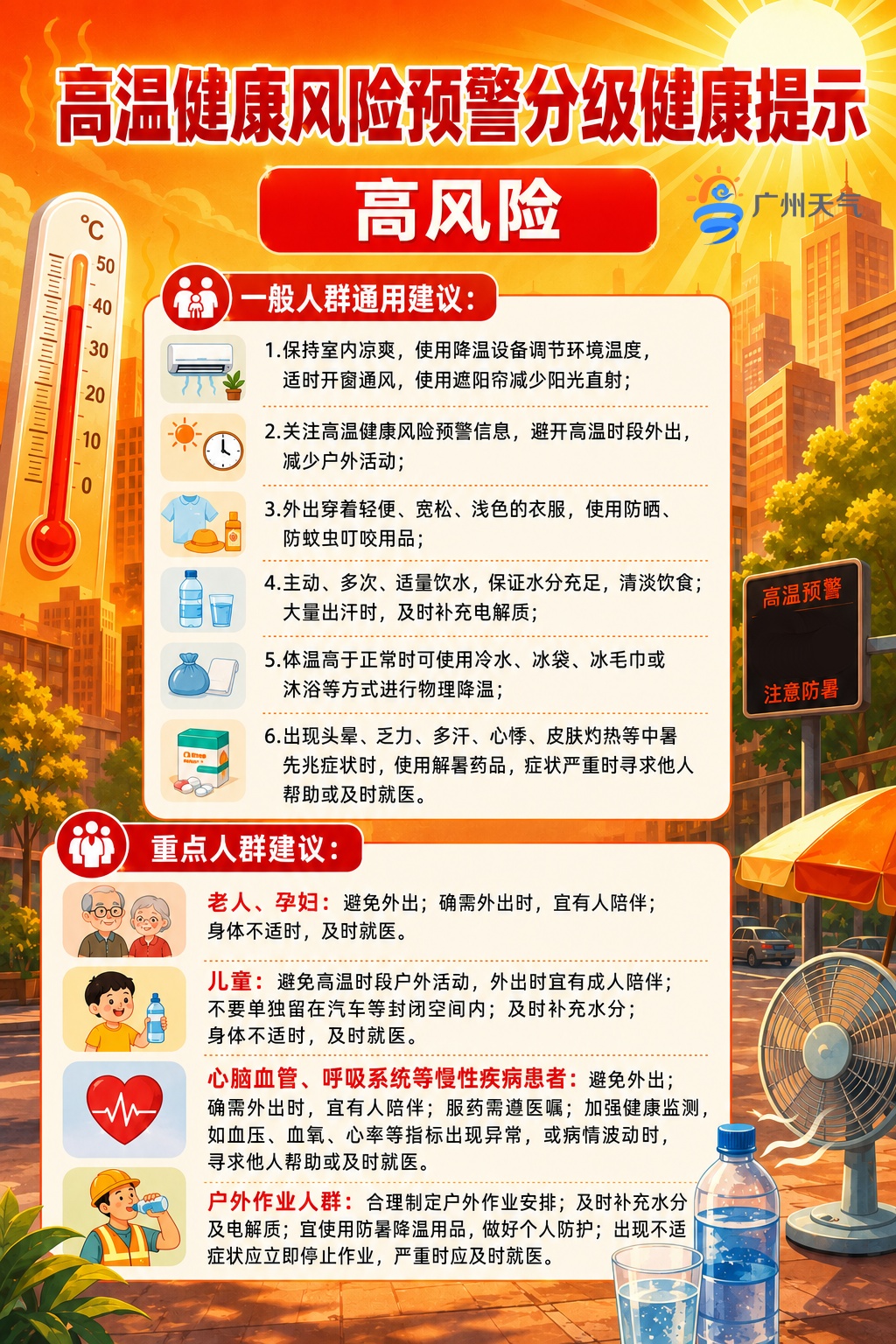 广州发布高温健康风险预警