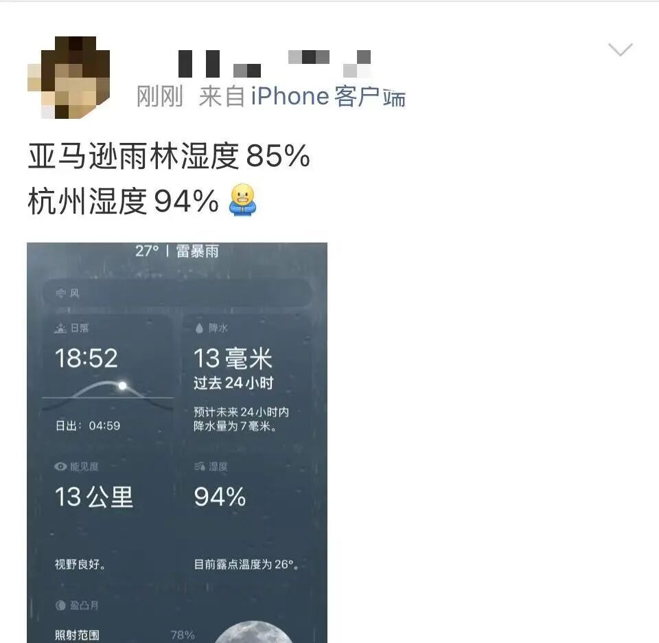 “杭州湿度93%，亚马孙丛林85%”...大批杭州人晒出家中照片，画面惊人一致