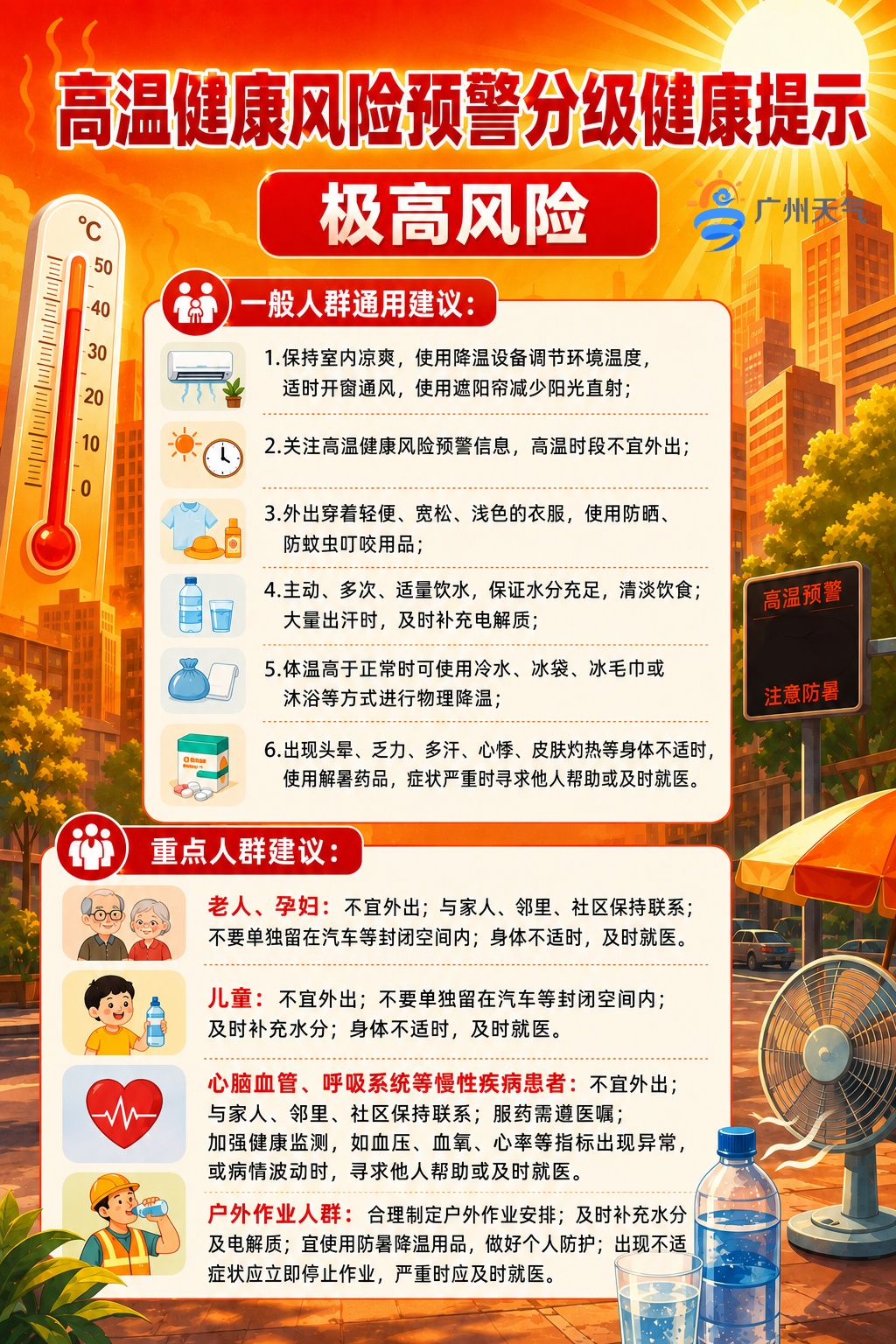 广州发布高温健康风险预警