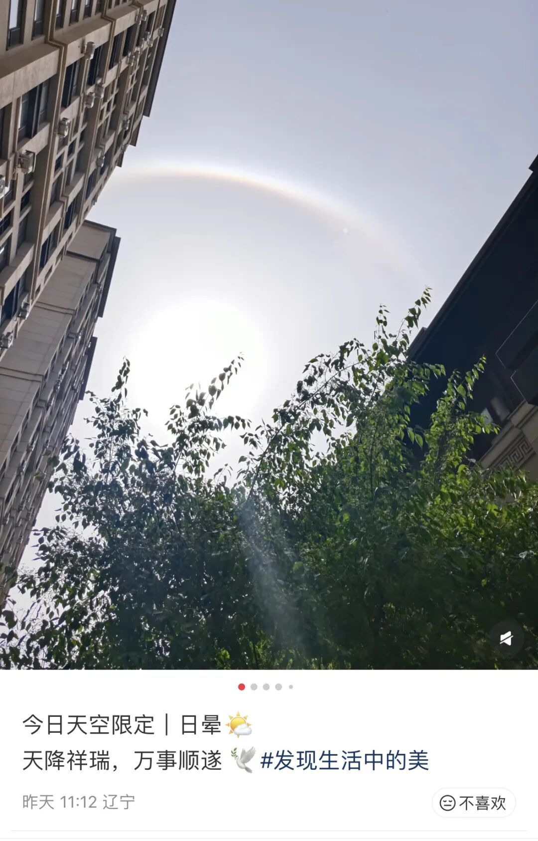 东北多地出现日晕奇观！太阳被彩色光环绕仿佛戴上“美瞳”
